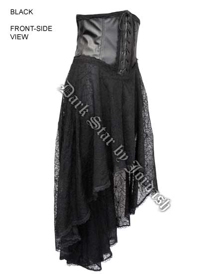 Dark Star Gothic Cobweb Lace PVC Under Bust Dress Skirt - Click Image to Close