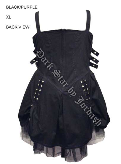 Dark Star Black and Purple Buckle Corset Dress - Click Image to Close