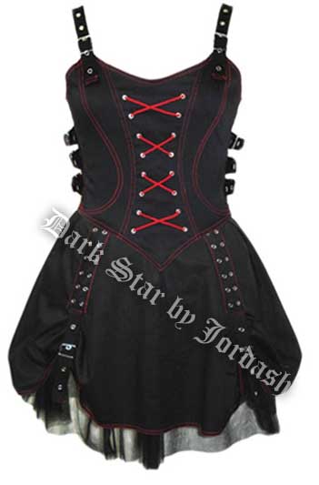 Dark Star Black and Red Buckle Corset Dress