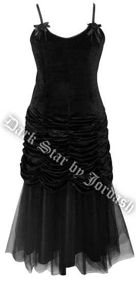 Dark Star Black Velvet & Tulle Long Victorian Gothic Prom Dress - Click Image to Close