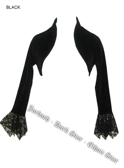 Dark Star Black Velvet & Lace Gothic Shrug Bolero Top - Click Image to Close