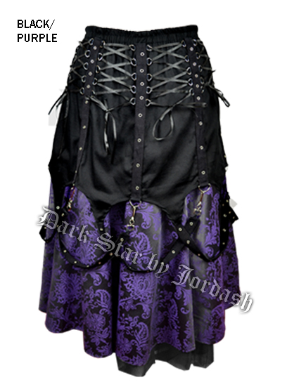 Dark Star Black and Purple Brocade Chains Gothic Skirt [DS/SK ...