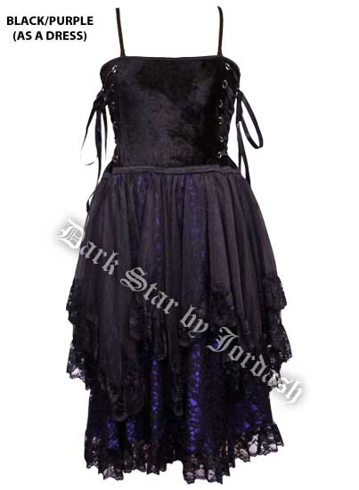 Dark Star Black and Purple Corset Dress Skirt - Click Image to Close