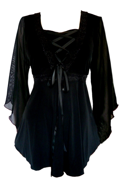 Plus Size Bewitched Corset Top in Black with Black Trim [FC01B] - $41. ...