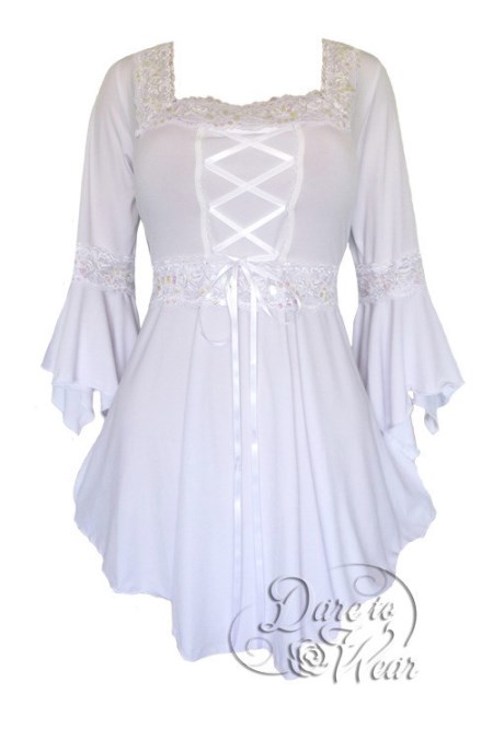 Plus Size White Icing Gothic Renaissance Lacing up Corset Top