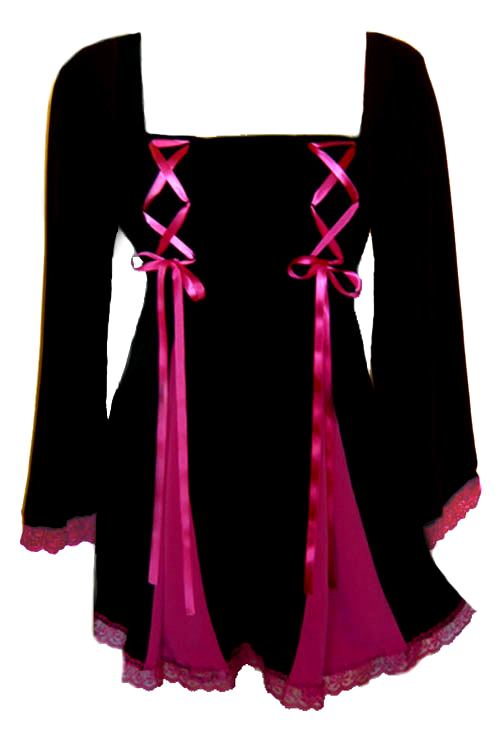 Plus Size Gemini Princess Black and Fuchsia Gothic Corset Top