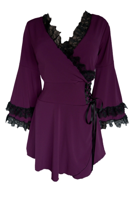 Plus Size Black and Plum Gothic Victoria Corset Top - Click Image to Close