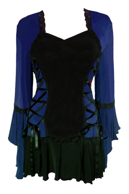 Plus Size Midnight Blue and Black Bolero Lacing Corset Top - Click Image to Close