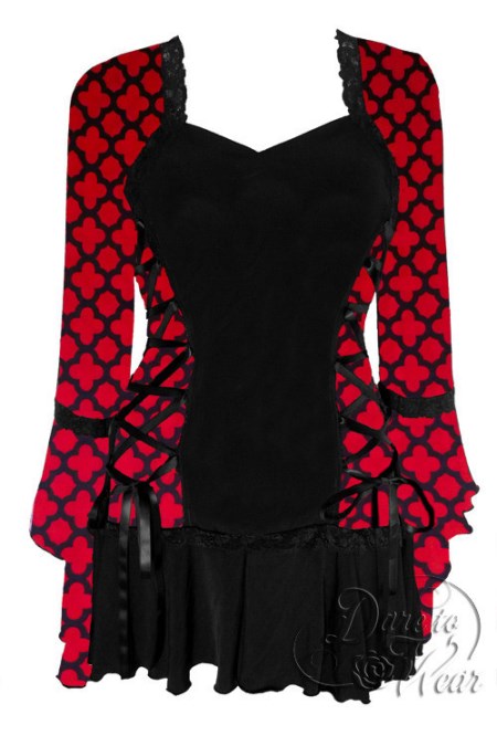 Plus Size Black Gothic Red Queen Bolero Lacing Corset Top