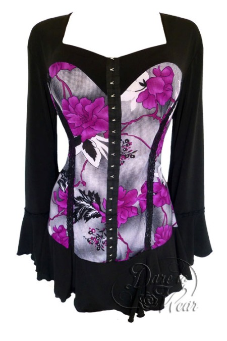 Plus Size Corsetta Top in Gothic Purple - Click Image to Close