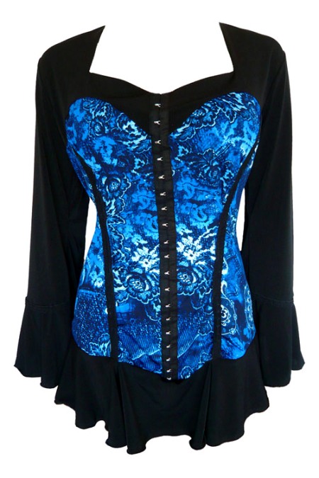 Plus Size Corsetta Top in Indigo - Click Image to Close