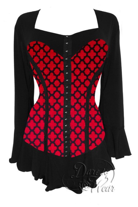 Plus Size Gothic Black & Red Corsetta Top in Red Queen