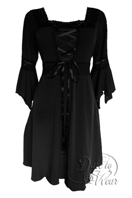 Plus Size Black Gothic Renaissance Corset Dress - Click Image to Close