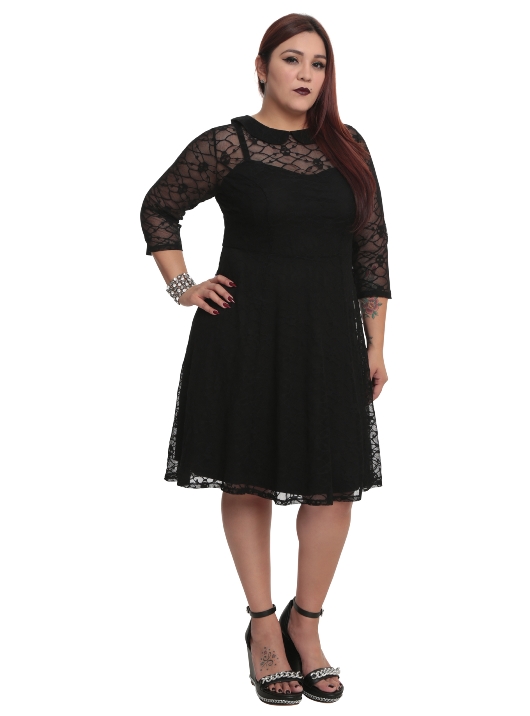 Tripp Plus Size Gothic Black Skull Lace Overlay Dress [FS1724X] - $84. ...