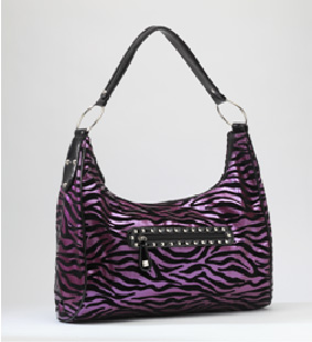 Rock Rebel Purple and Black Zebra Hobo Purse - Click Image to Close