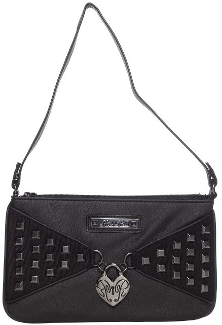 Rock Rebel Black Faux Leather Ava Studded Heart Handbag Clutch