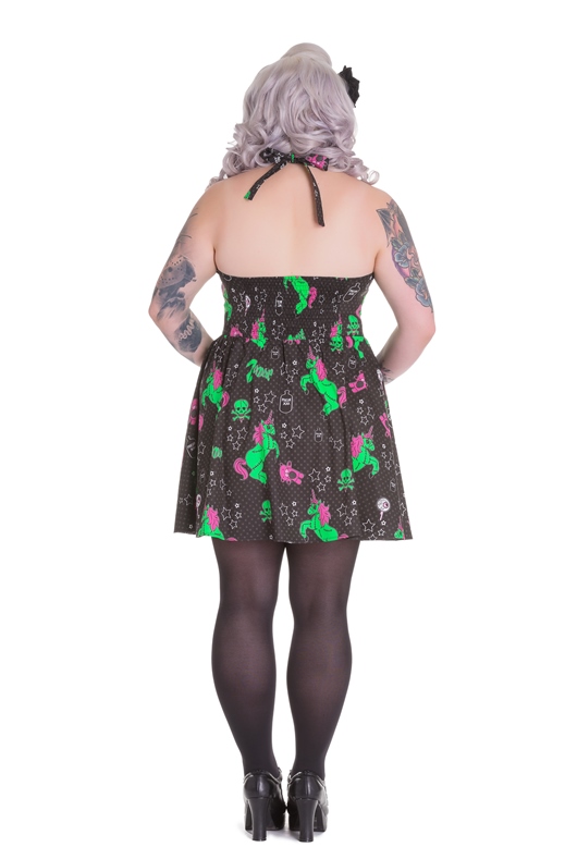 Hell Bunny Plus Size Gothic Black I Heart Zombie Unicorn Mini Dress - Click Image to Close