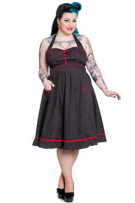 Hell Bunny Plus Size Rockabilly Black & White Polka Dot w Red Trim Pinup  Vanity Dress [HB4114BW] - $69.99 : Mystic Crypt, the most unique, hard to  find items at ghoulishly great prices!