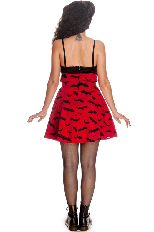 Hell Bunny Red & Black Gothic Bat Halloween Mini Dress - Click Image to Close