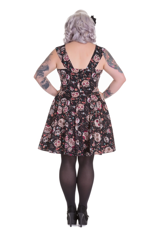 Hell Bunny Plus Size Gothic Black Skull Love Idaho Dress - Click Image to Close