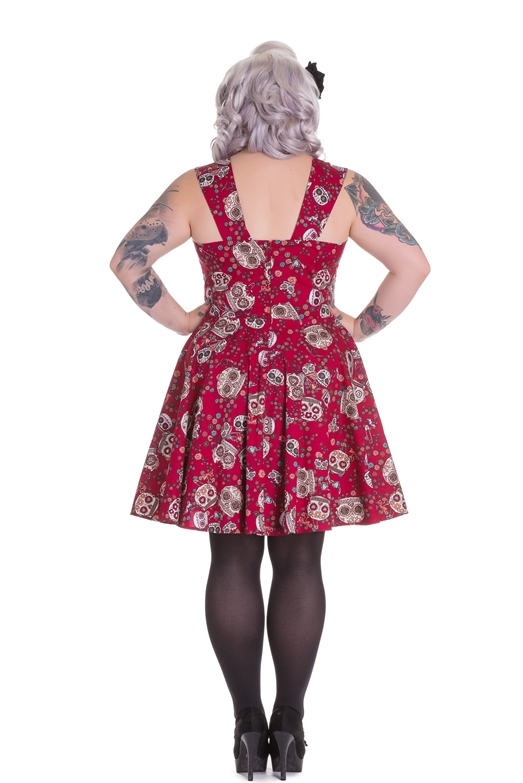 Hell Bunny Plus Size Gothic Red Skull Love Idaho Dress - Click Image to Close