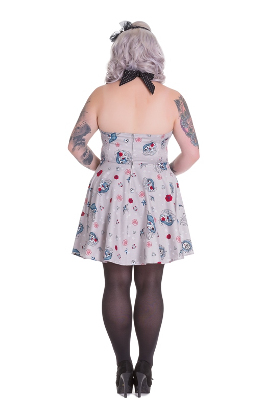 Hell Bunny Plus Size Gothic Day of the Dead Unicorn Skull Zoey Mini Dress - Click Image to Close