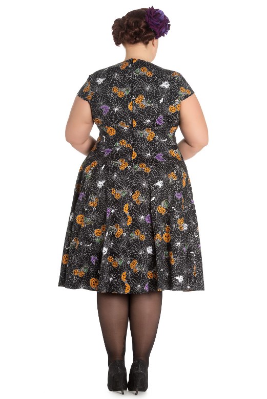 Hell Bunny Plus Size Gothic Black Spiderweb Bats Halloween Harlow 50s