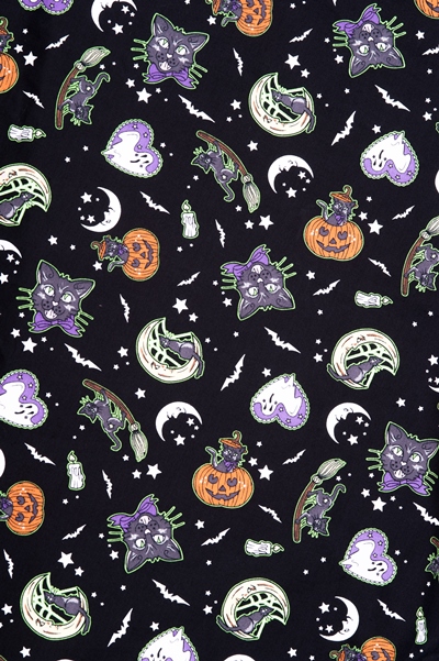 Hell Bunny Plus Size Gothic Halloween Black Cat Salem Witch 50's Dress - Click Image to Close