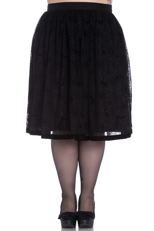 Hell Bunny Plus Size Gothic Black Spiderweb Bats Tulle Skirt - Click Image to Close