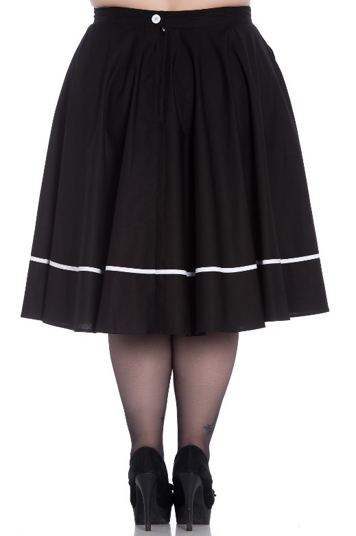 Hell Bunny Plus Size Black & White Halloween Gothic Bat Skirt - Click Image to Close