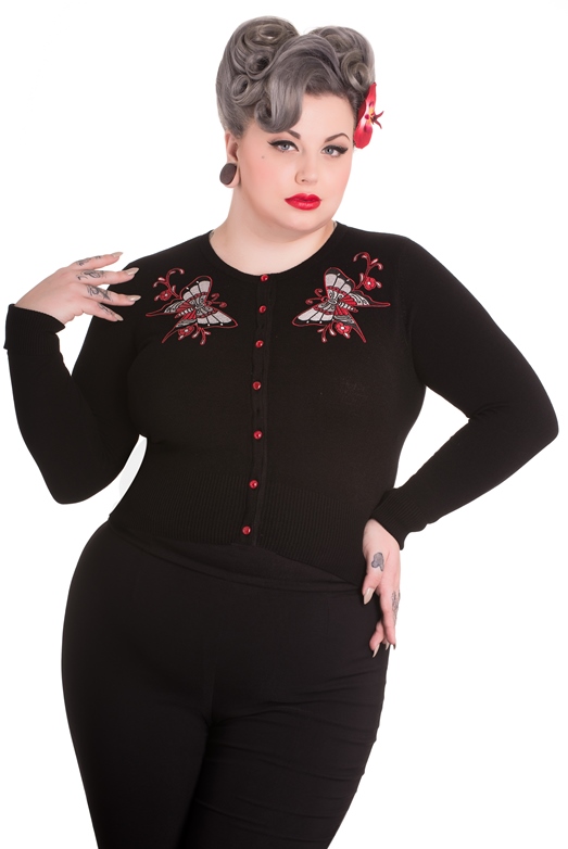 Hell Bunny Plus Size Gothic Black Scarlett Cardigan