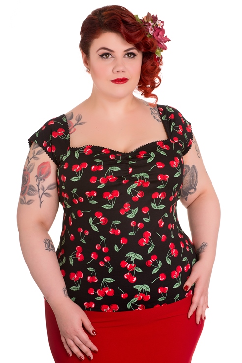 Hell Bunny Plus Size Rockabilly Cherry Pie Top - Click Image to Close