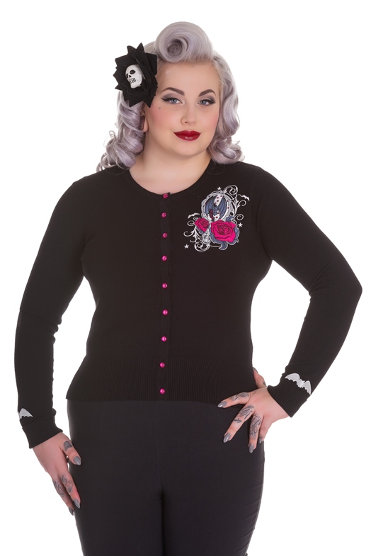 Hell Bunny Plus Size Gothic Black Kalonice Bat Roses Cardigan