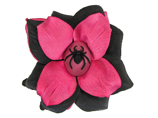Hairy Scary Pink & Black Spider Annatommy Cameo Hair Clip