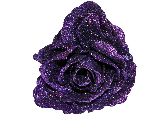 Hairy Scary Purple Glitter Rose Traditional Flower Hair Clip ...