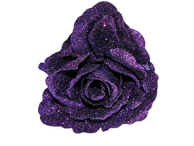 Hairy Scary  Purple Glitter Rose Traditional Flower Hair Clip