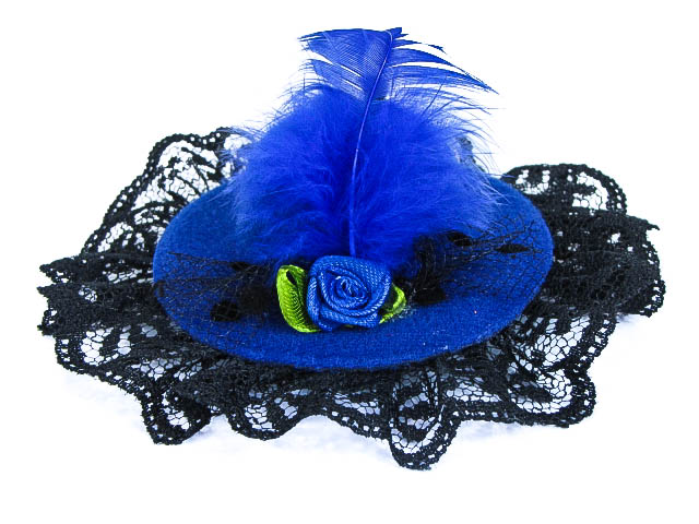 Hairy Scary Small Blue & Black Itsy Bitsy Hat Skull Hair Clip - Click Image to Close