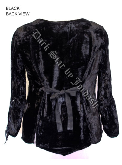 Dark Star Black Gothic Velvet Renaissance Gothic Lace Up Top - Click Image to Close