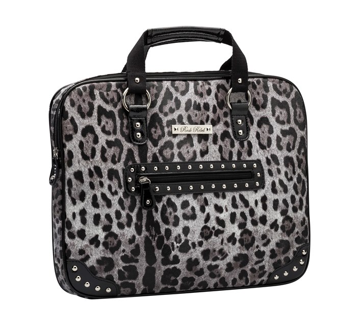 Rock Rebel Grey Black and Silver Leopard Media Bag Laptop Case