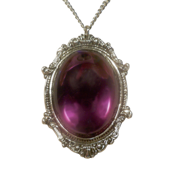 Gothic Purple Cabochon in Victorian Frame Pewter Necklace