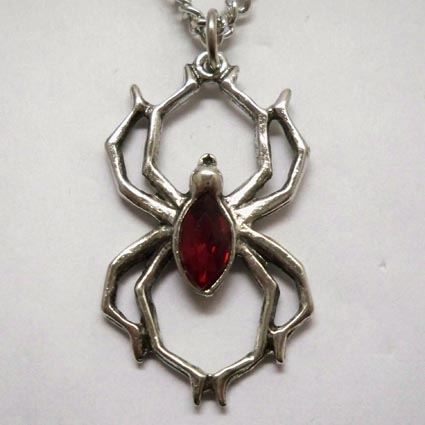 Spider w Red Stone Necklace