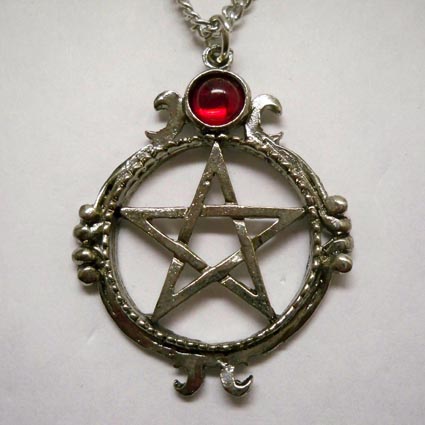 Pentacle w Red Stone Necklace