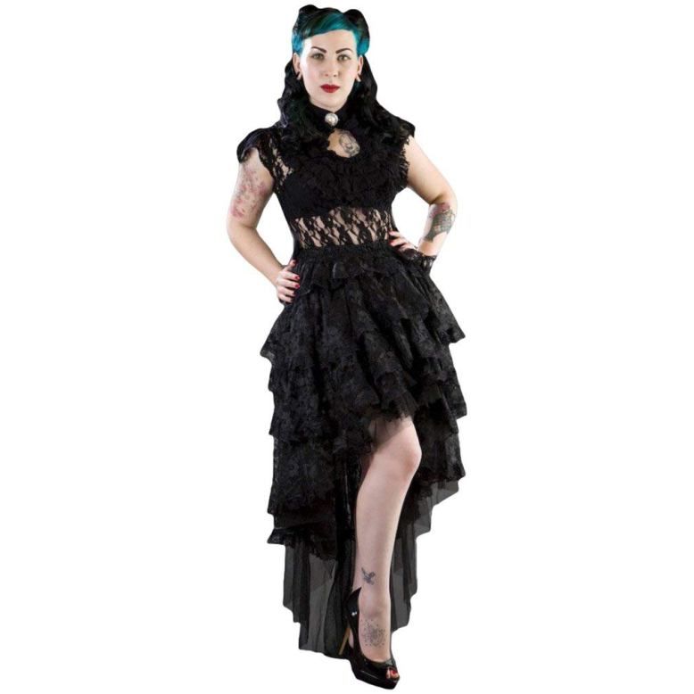 Burleska Plus Size Ophelie Black Lace Gothic Hi Low Burlesque Skirt ...