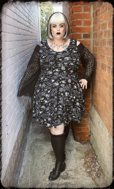 Spin Doctor Plus Size Gothic Ouija Board Pentagram Mini Dress - Click Image to Close
