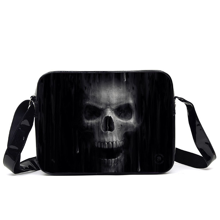 Gothic Black and White Skull The Watcher Side Bag by Anne Stokes - Click Image to Close