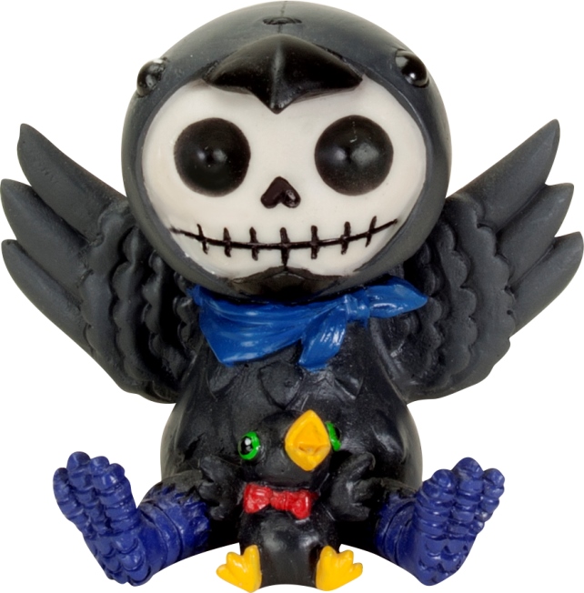 Leopold Black Crow Furry Bones Skellies Figurine