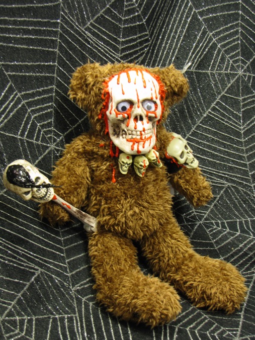 Brown Teddy Tiki Skeleton Skull Scare Bear