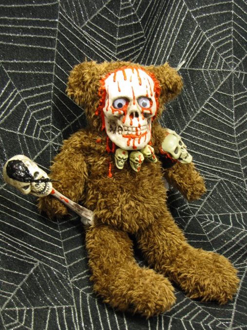 Brown Teddy Tiki Skeleton Skull Scare Bear - Click Image to Close