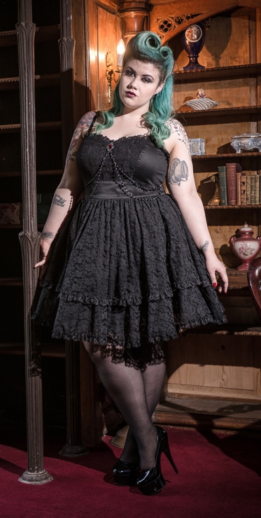 Spin Doctor Plus Size Black Gothic Lace Celeste Skirt 1X 2X 3X