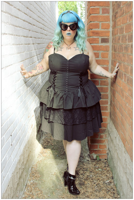 plus size black corset dress